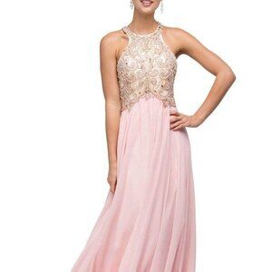 NWT Dancing Queen 9776 Polyester/Chiffon Evening Dress Blush size M